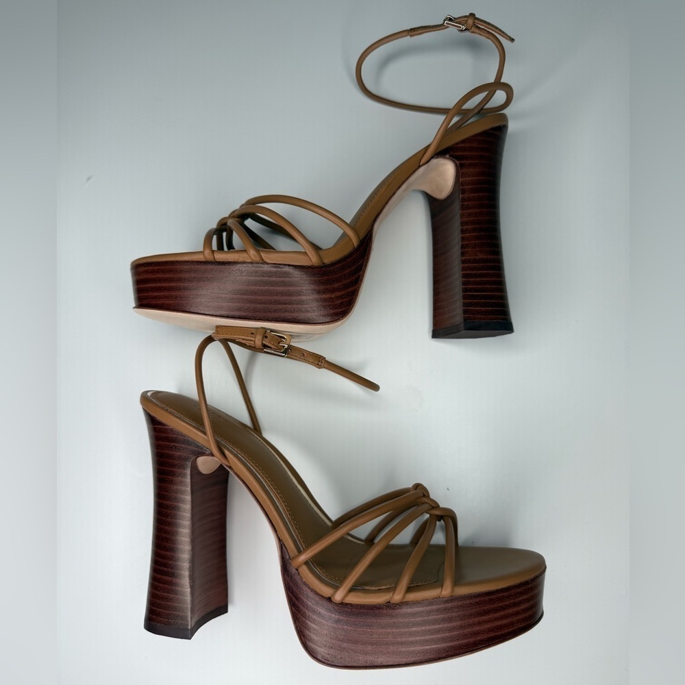 Paige Hailey Platform Sandal in Cognac Leather Size 10 NWT Strappy Euro Summer - Picture 12 of 15
